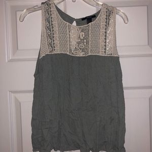 Green tank top with lace